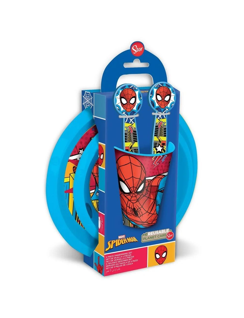 SPIDERMAN SET PAPPA COMPLETO PER MICROONDE CON POSATE 5 PZ