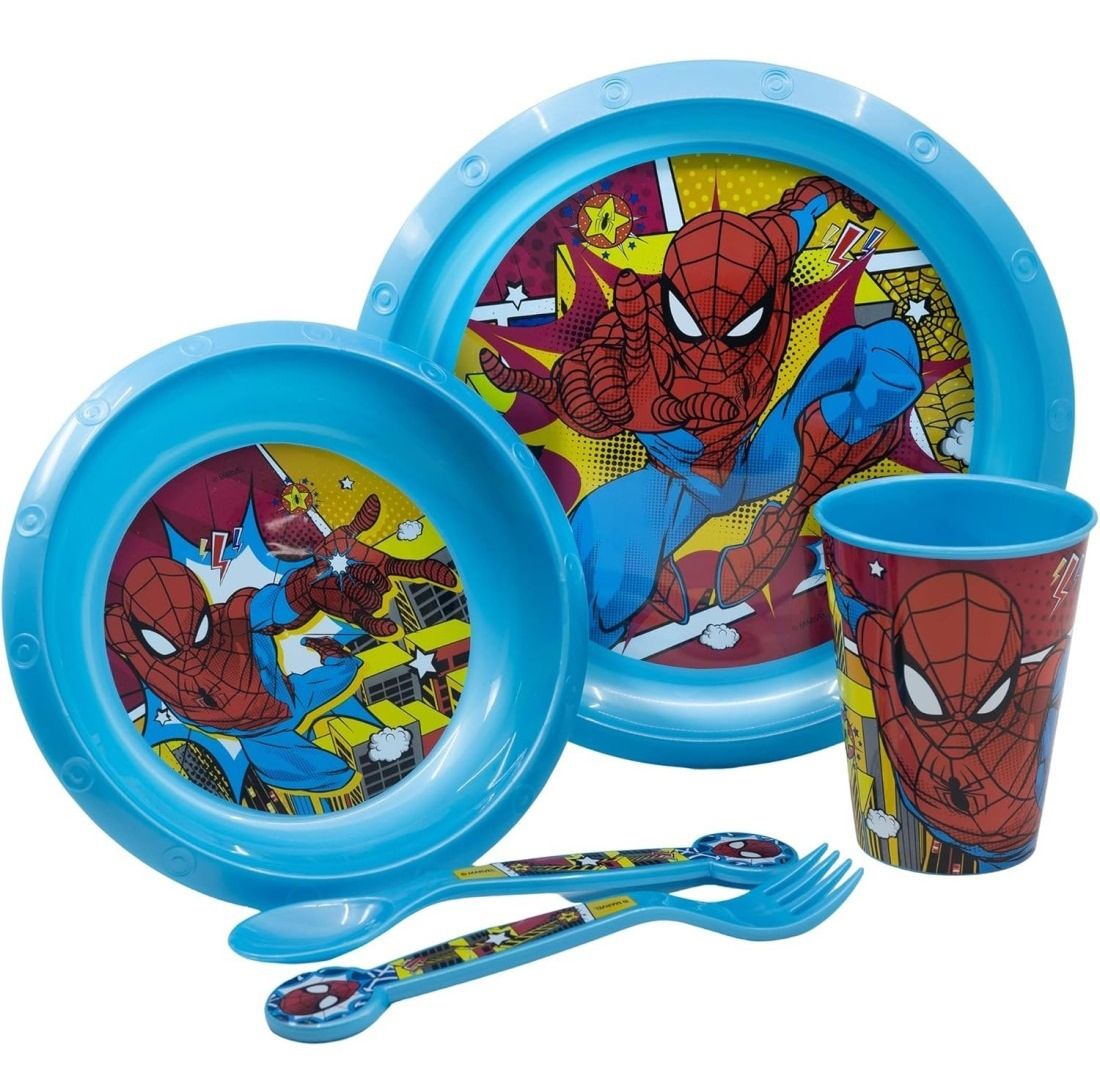 SPIDERMAN SET PAPPA COMPLETO PER MICROONDE CON POSATE 5 PZ - immagine 2